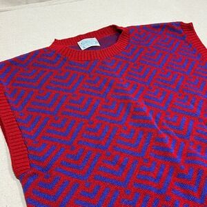 Pendleton NWTWool Vest Red Blue Geometric Pattern Women's Size 3X Knit